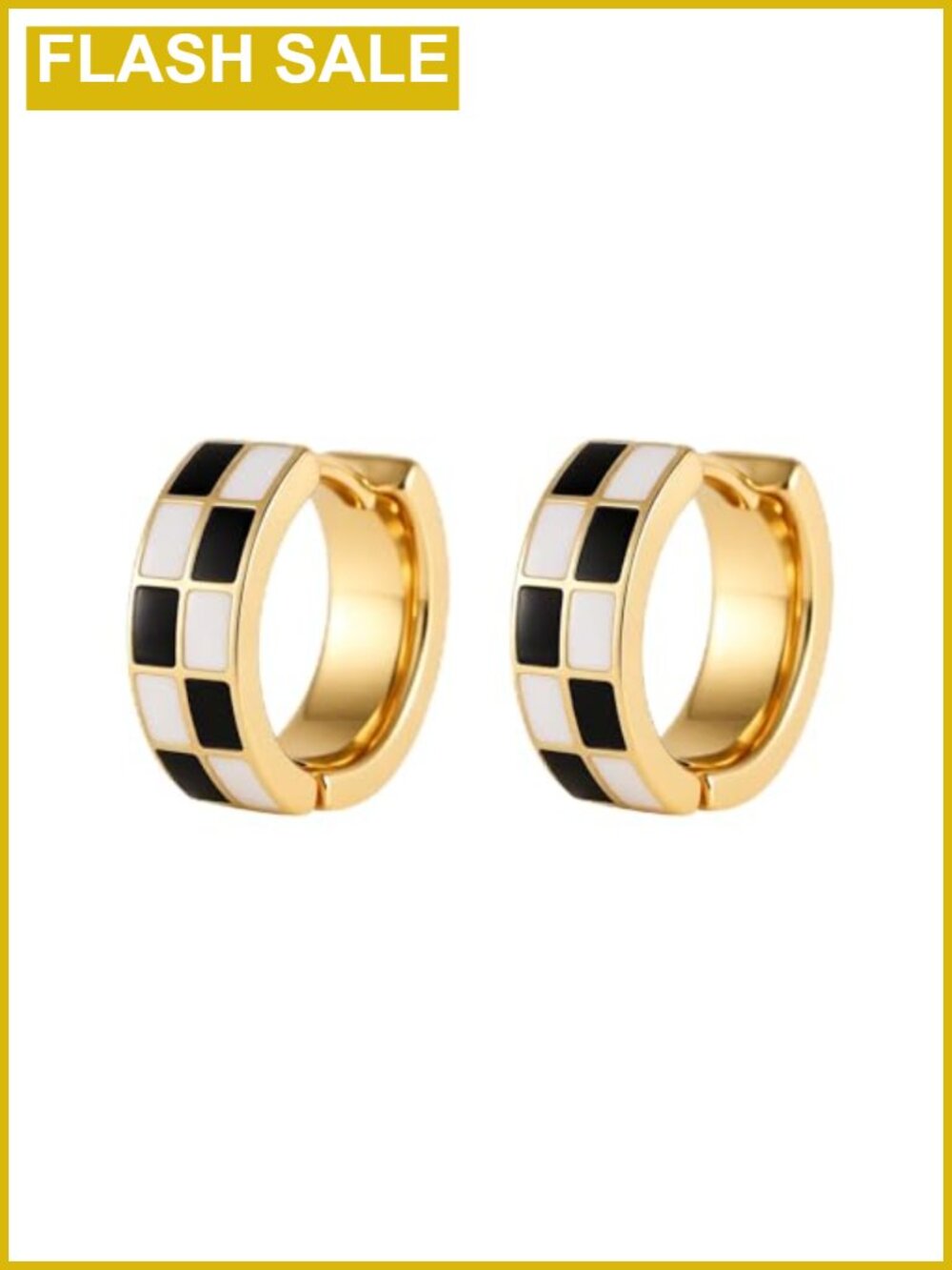 Mini Checker Hoop Earrings Enamel Gold Copper Teacher Gift